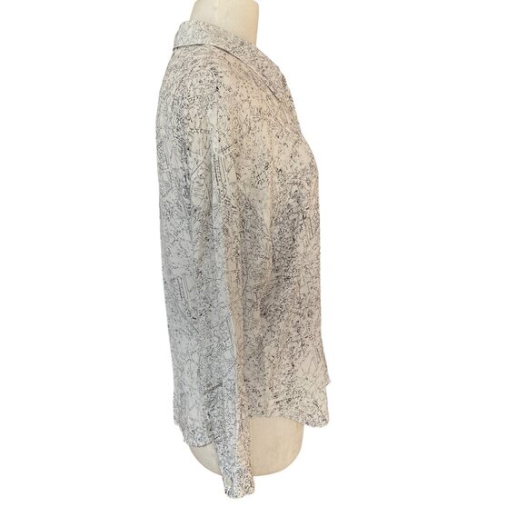 Colours by Alexander Julian Silk All Over Print Blouse French Map Artsy Travel-8 - Picture 10 of 15